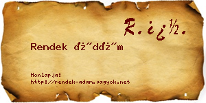 Rendek Ádám névjegykártya